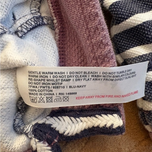 Fat Face, The Iconic Airlie, Navy & White Striped Quarter-Zip Pullover, Size 12 - Picture 6 of 8